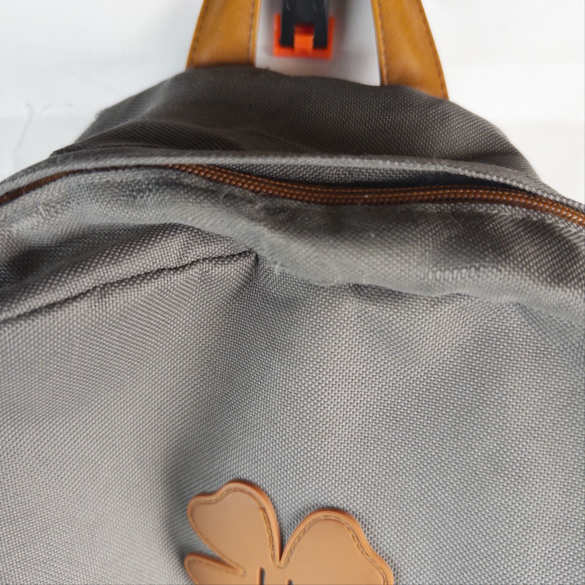 Lucky Brand Backpack Gray Canvas Brown Leather Trim 7