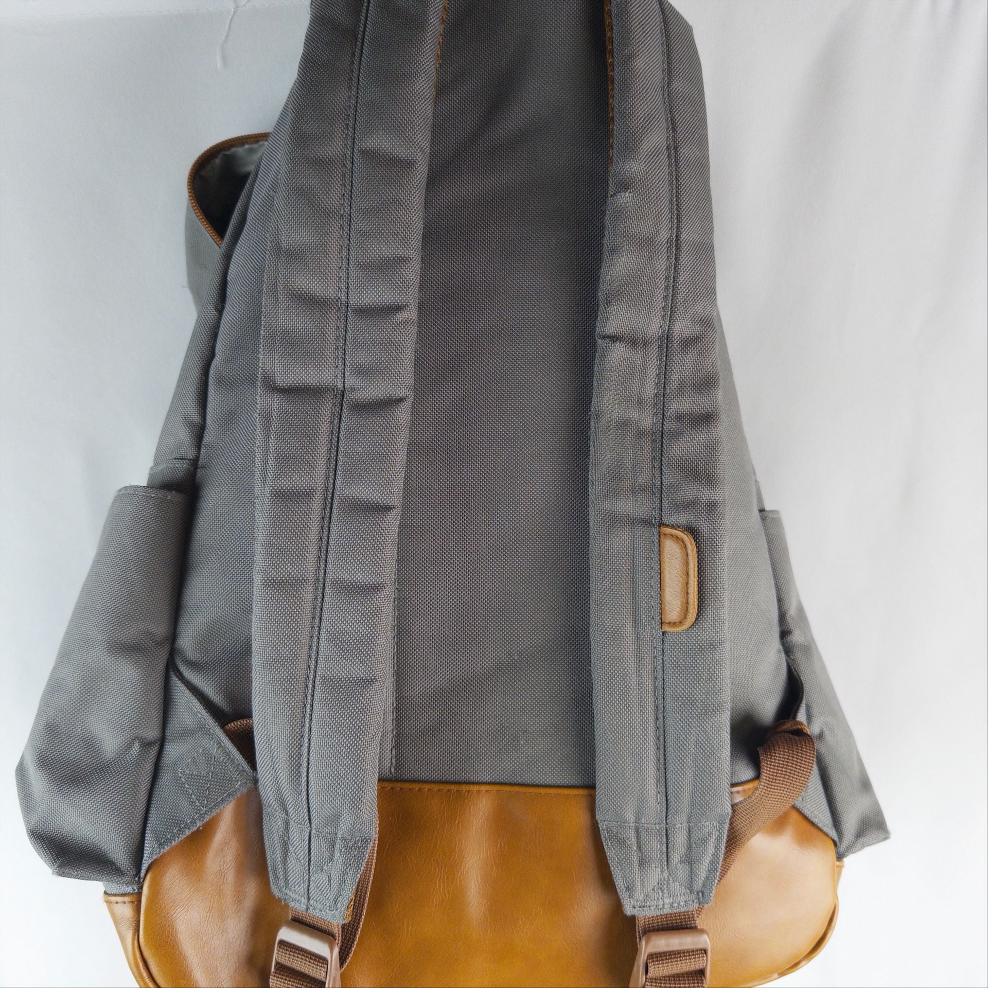 Lucky Brand Backpack Gray Canvas Brown Leather Trim 9