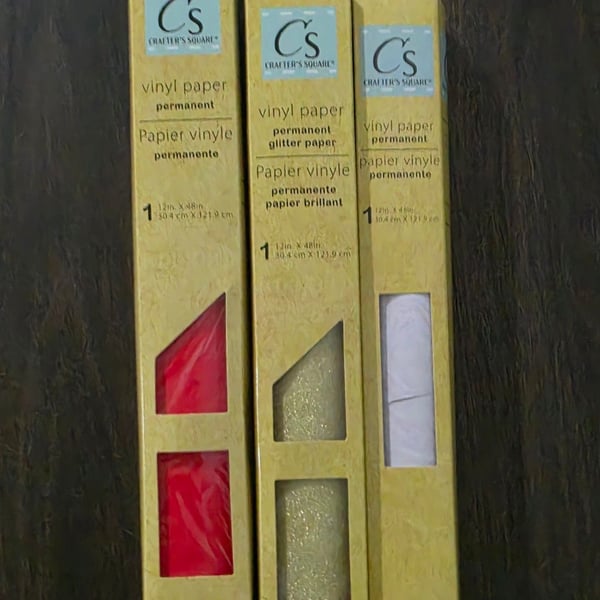 Crafter's Square Permanent Vinyl Paper Set 12 in. x 48 in. Lot of 3