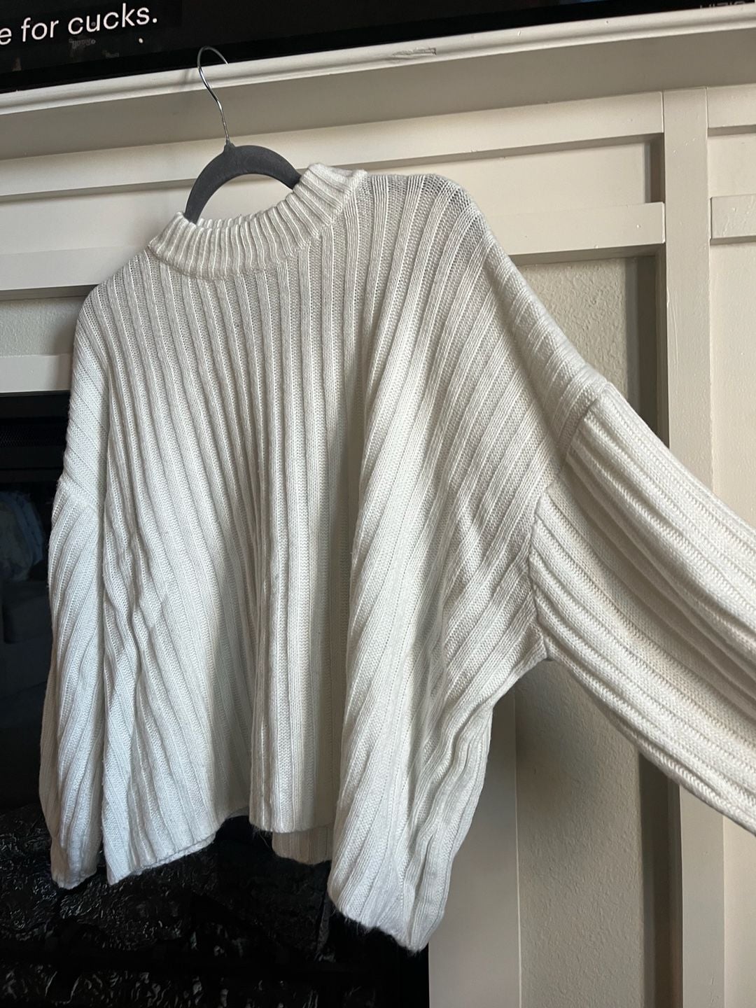 Princess Polly Oversized Sweater Size L/XL White Ribbed Knit Turtleneck 3