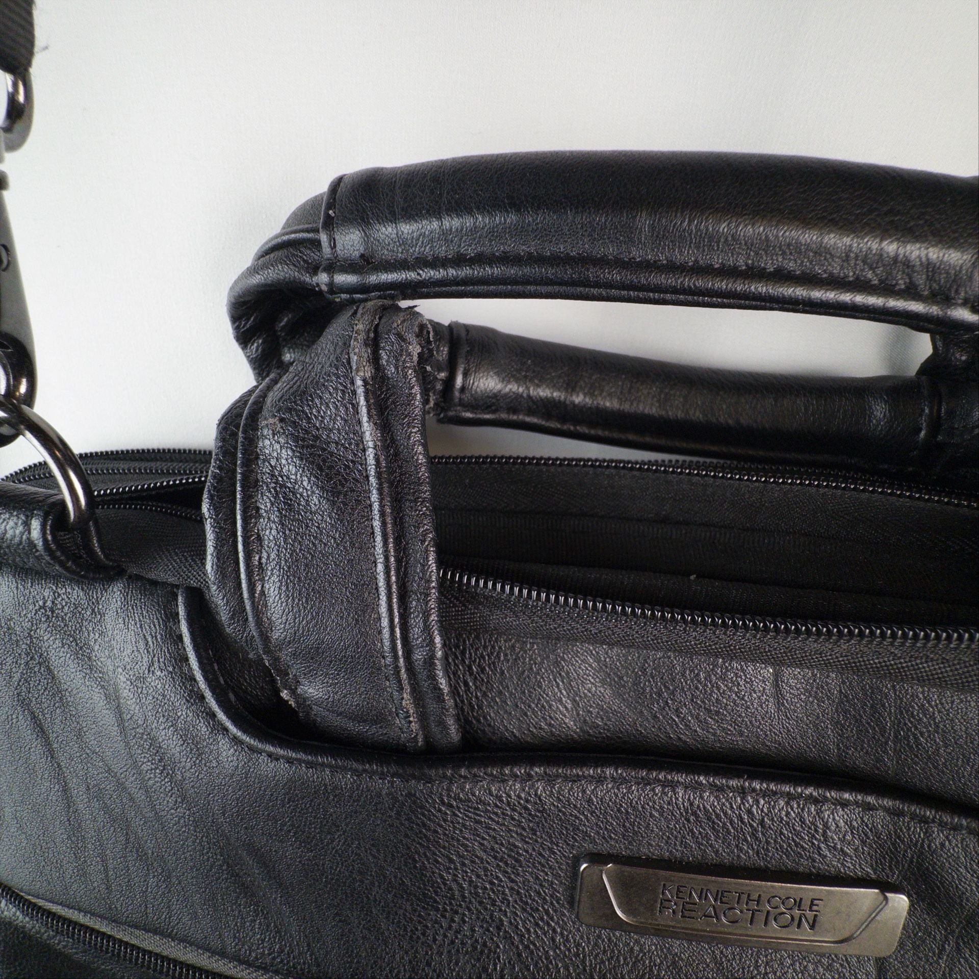Kenneth Cole Reaction Black Faux Leather Laptop Briefcase Bag 5