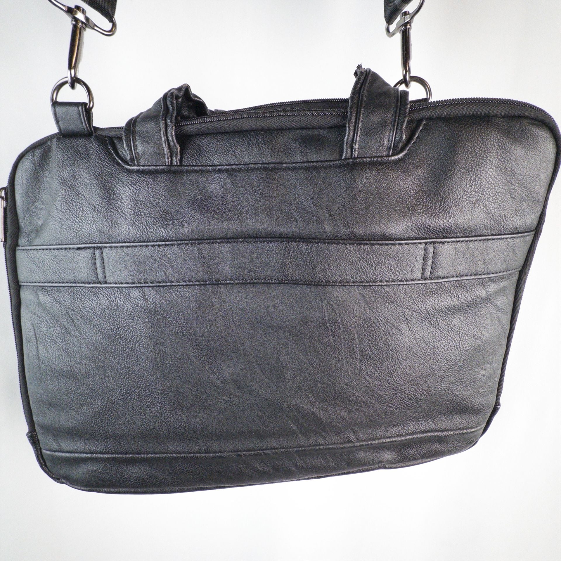 Kenneth Cole Reaction Black Faux Leather Laptop Briefcase Bag 8