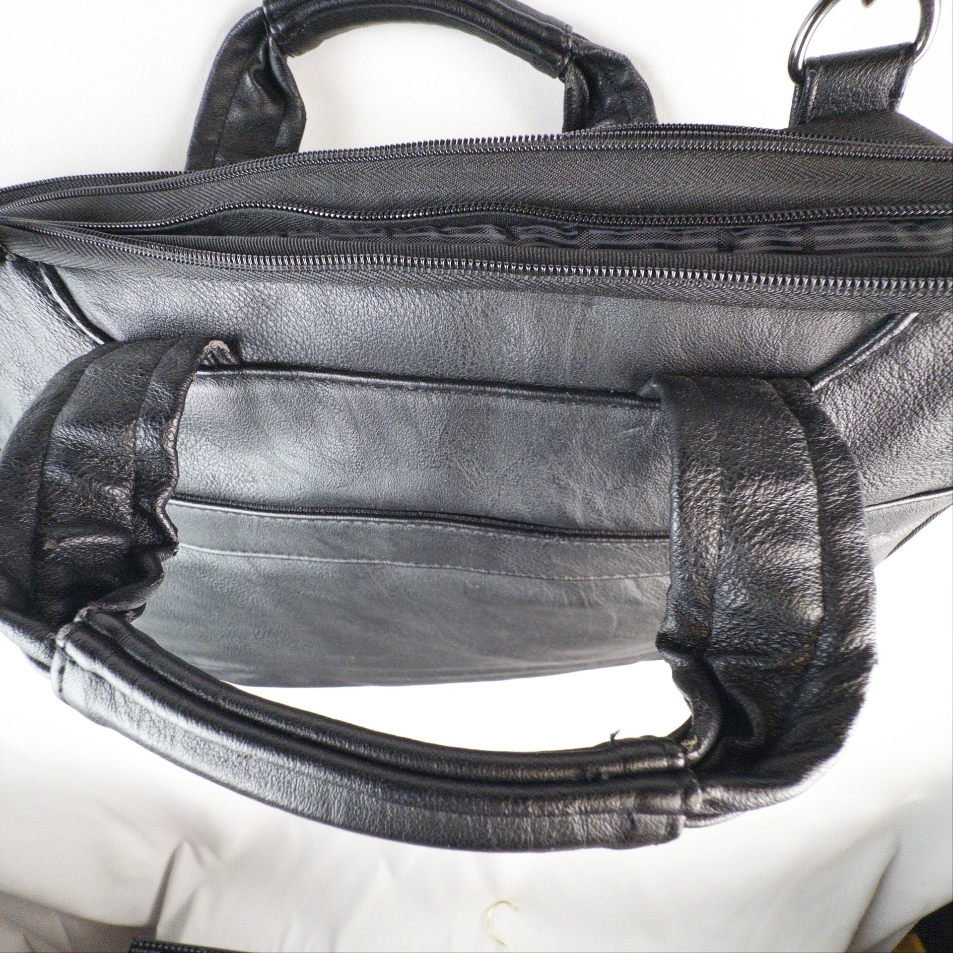 Kenneth Cole Reaction Black Faux Leather Laptop Briefcase Bag 9