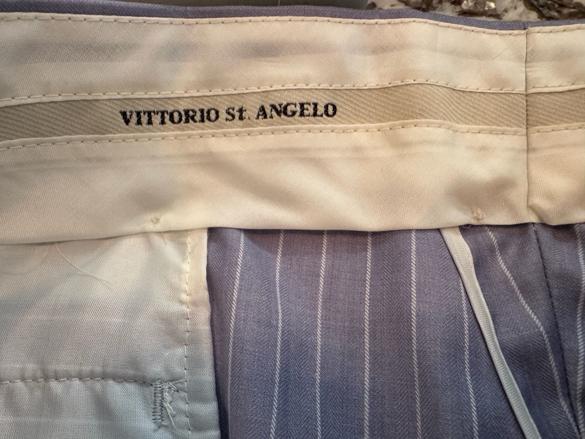Vittorio St Angelo Pinstripe Dress Pants Blue 40R 10