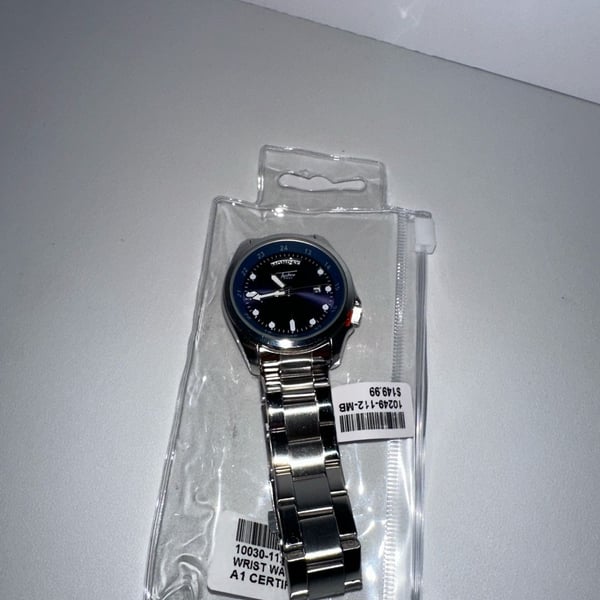 Techno Pave Stainless Steel Blue Dial Wrist Watch