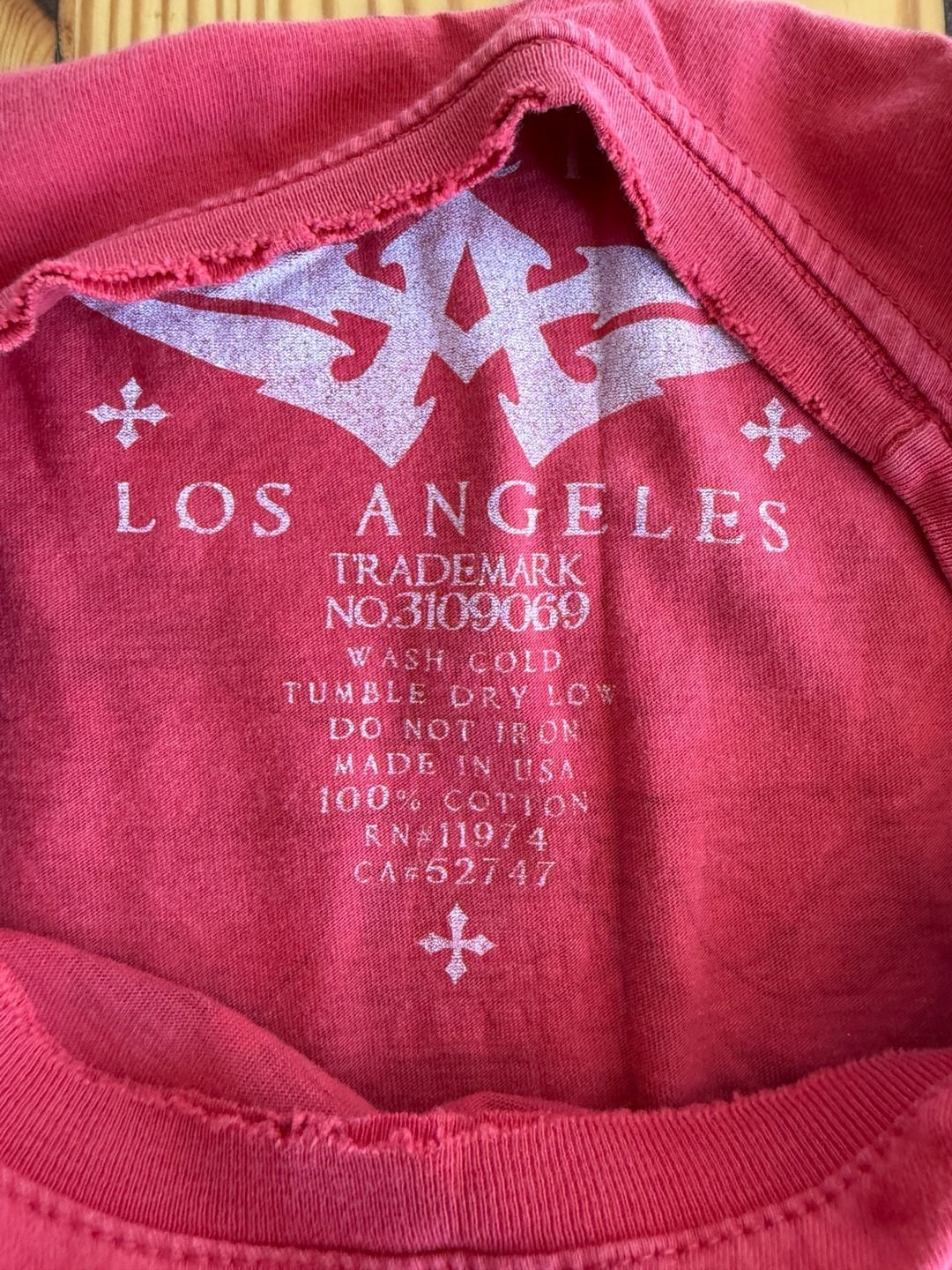 Affliction Graphic T-Shirt Size XL Red Fleur-de-lis Wing Cross Y2K Grunge 6