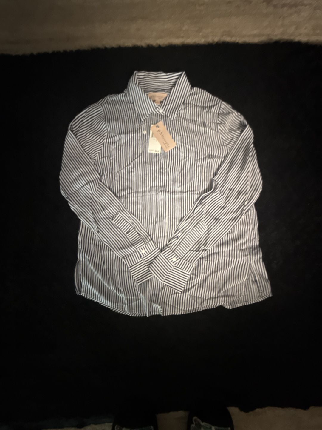 Philosophy Button-Up Shirt Size S Blue White Striped Long Sleeve New 2