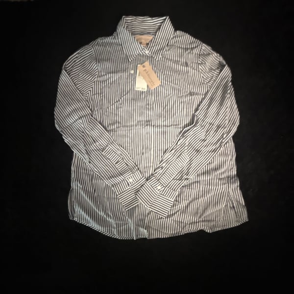 Philosophy Button-Up Shirt Size S Blue White Striped Long Sleeve New