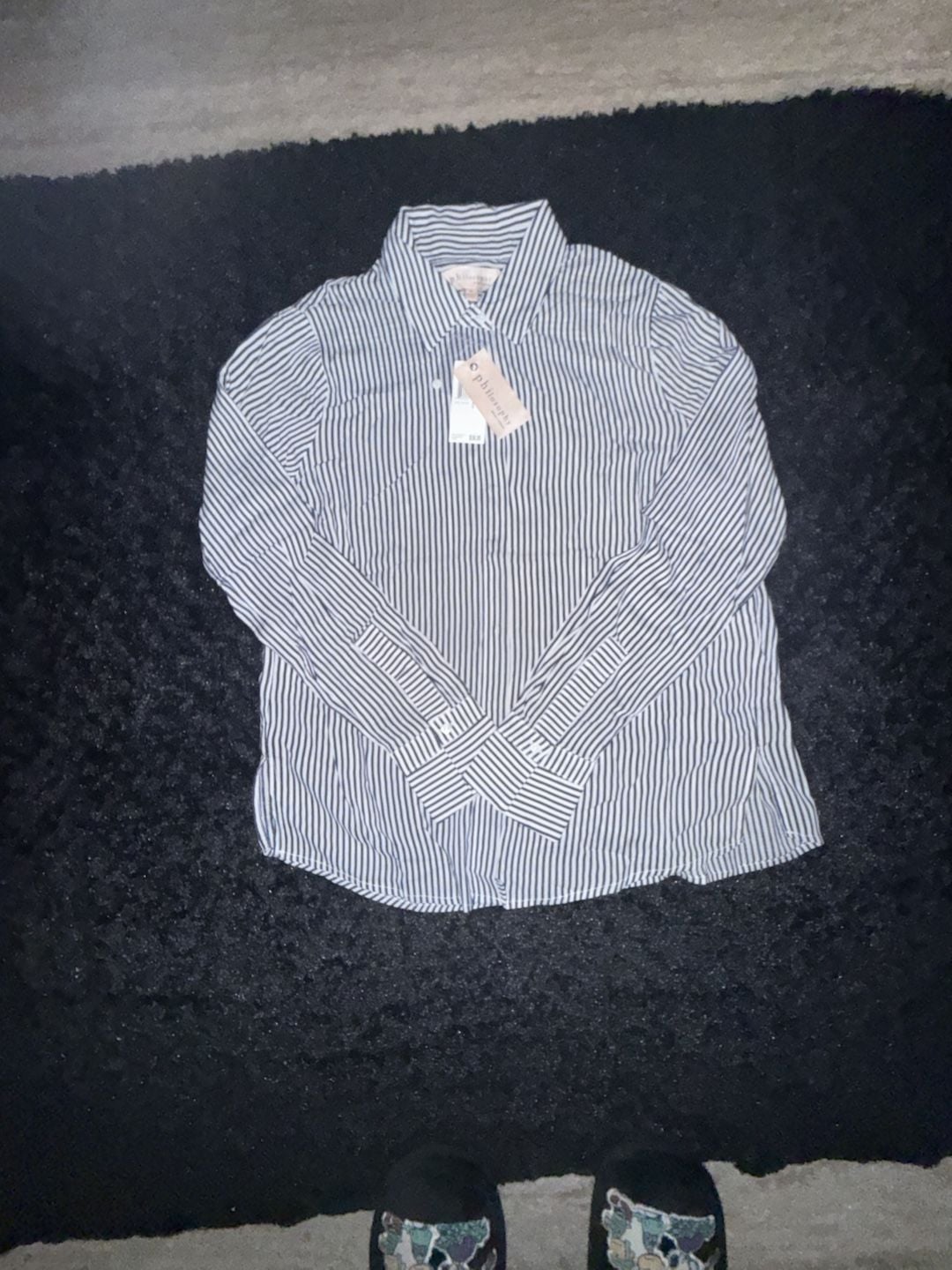 Philosophy Button-Up Shirt Size S Blue White Striped Long Sleeve New 3