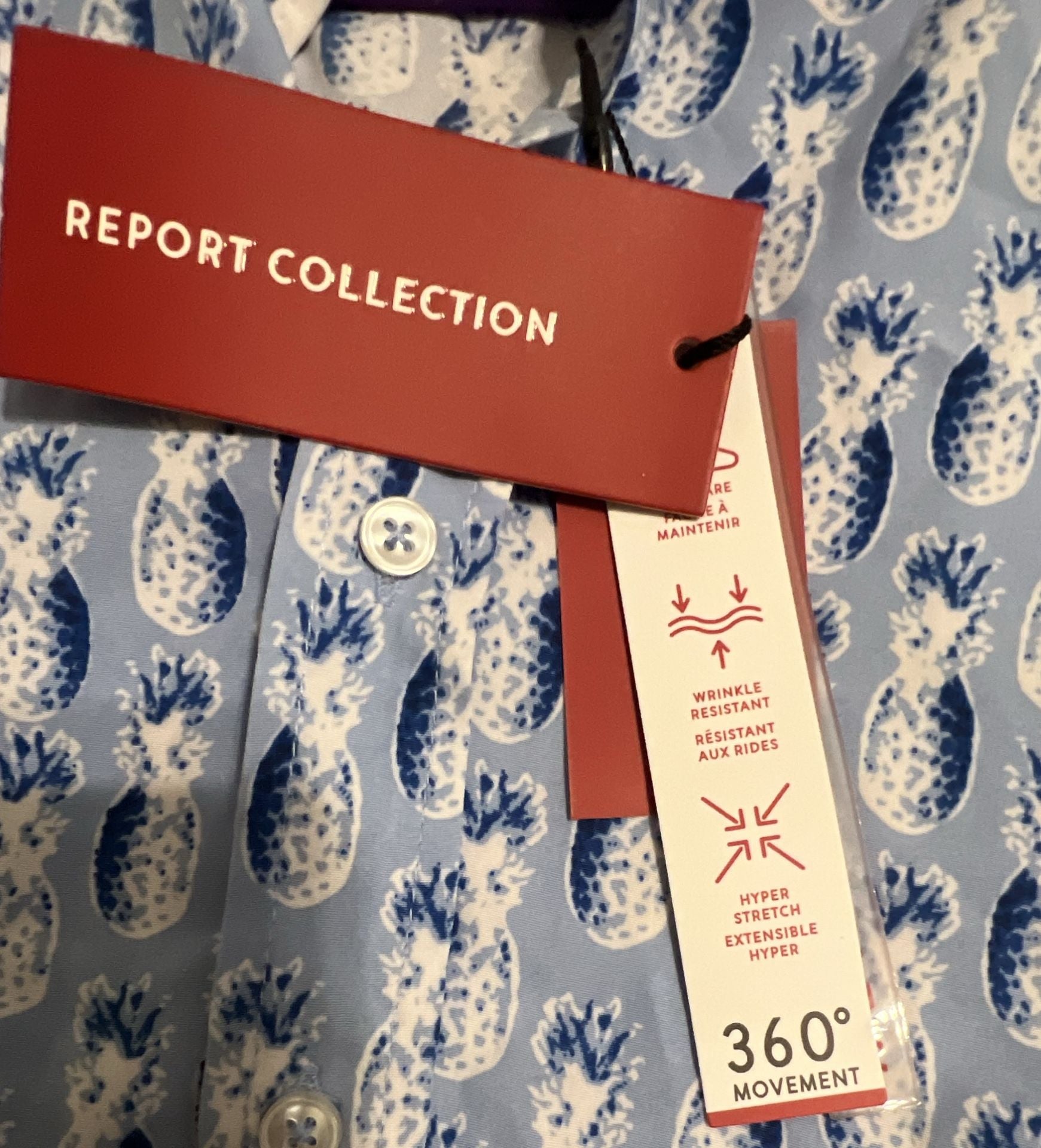 Report Collection Pineapple Hyper Stretch Shirt Size S Blue 8