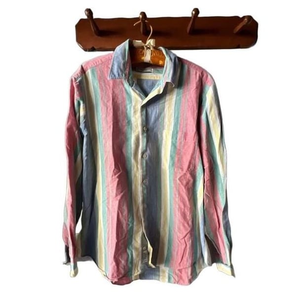 Paul Stuart Striped Button-Up Shirt Size L Multi