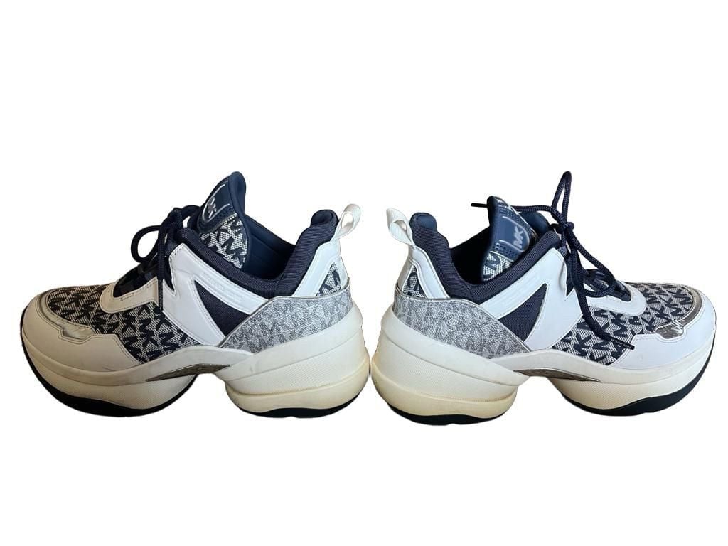 Michael Kors Olympia Trainer Size 9.5M Navy White Logo Chunky Sneaker 4
