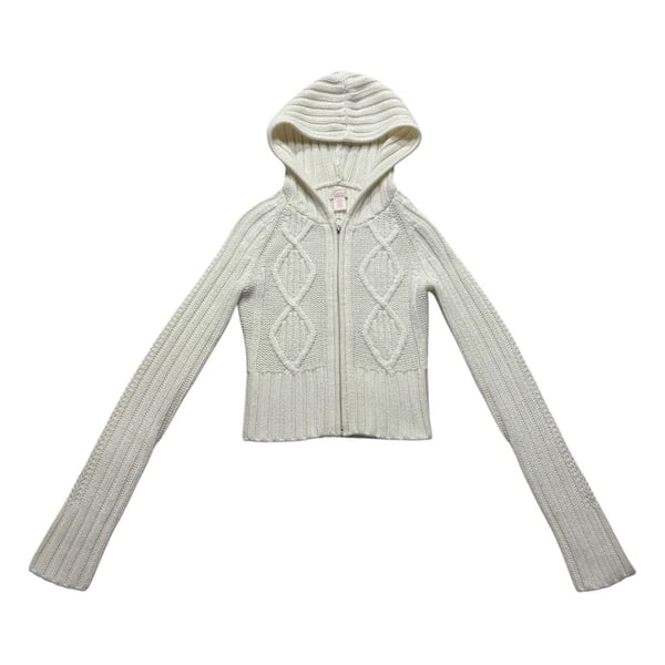 Arizona Jean Co. Cable Knit Zip Up Hoodie XS Cream White