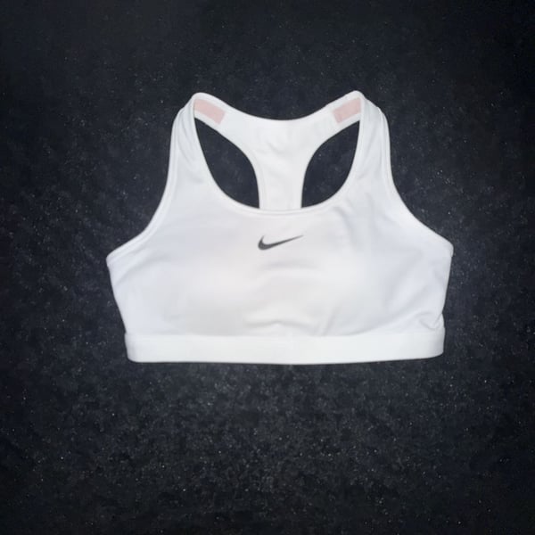 Nike Swoosh Sports Bra Size L White Dri-FIT Padded