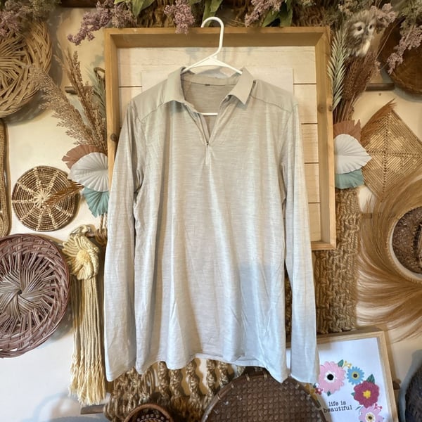 Veilance Frame LS Polo Gray Long Sleeve Shirt