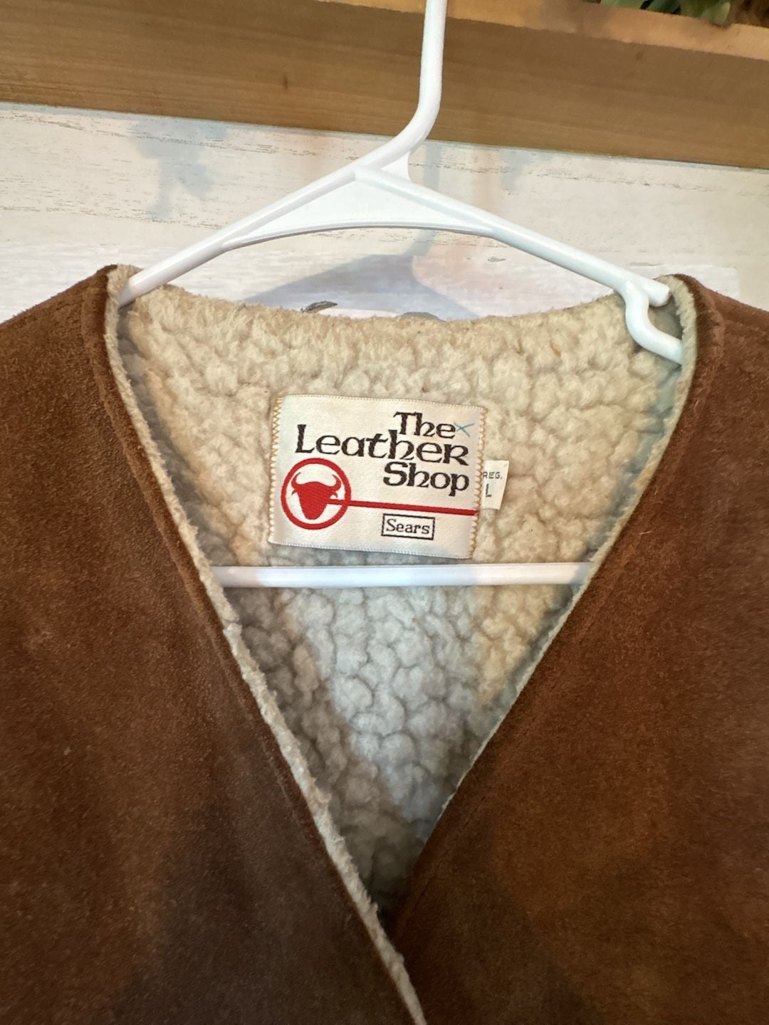 Sears The Leather Shop Suede Sherpa Vest Size L Brown 3
