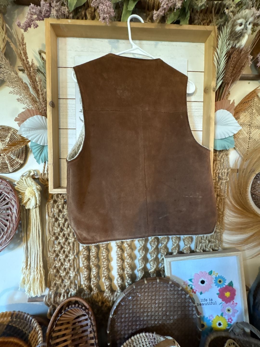 Sears The Leather Shop Suede Sherpa Vest Size L Brown 4