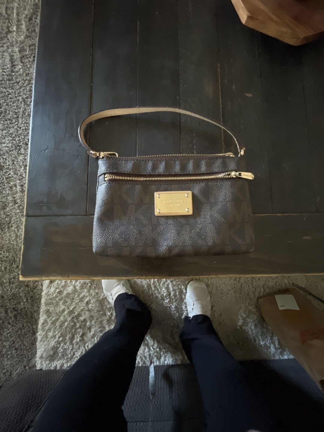 Michael Kors Jet Set Signature Brown Logo Wristlet 2