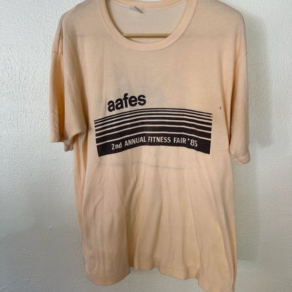 Vintage AAFES 1985 Fitness Fair T-Shirt Peach