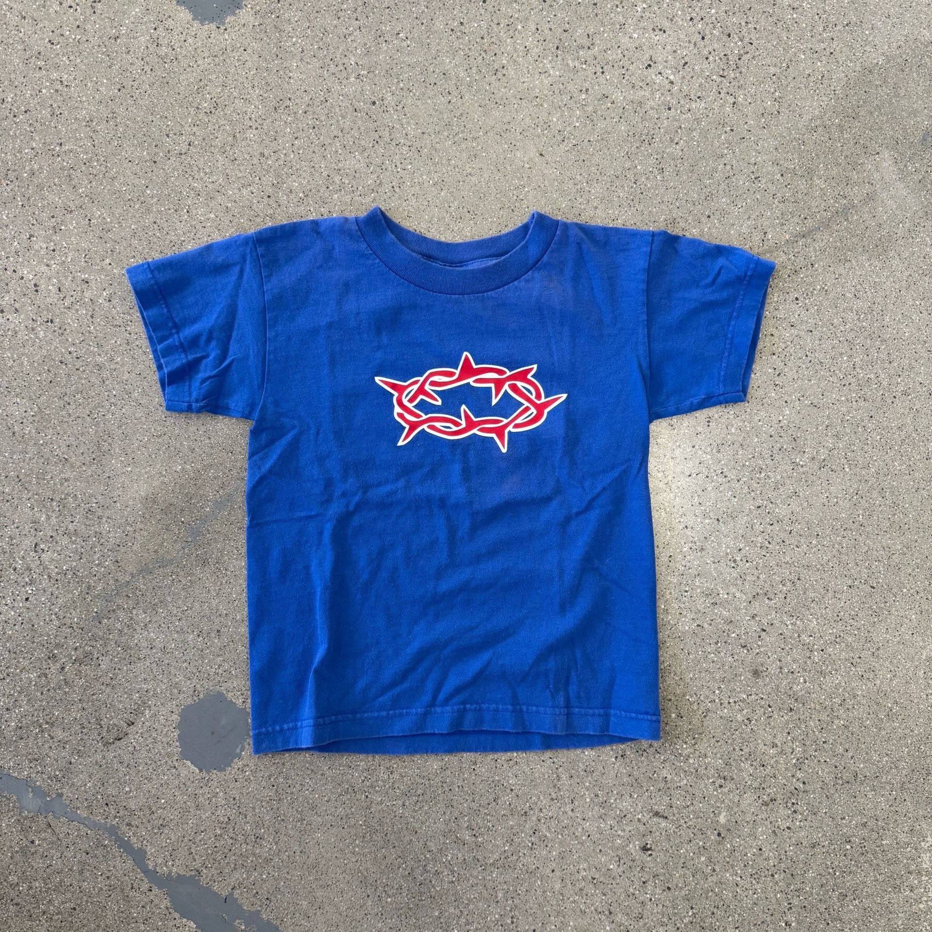 Crown Of Thorns Graphic Jesus Tee Style Blue Kids Medium 9/10 2