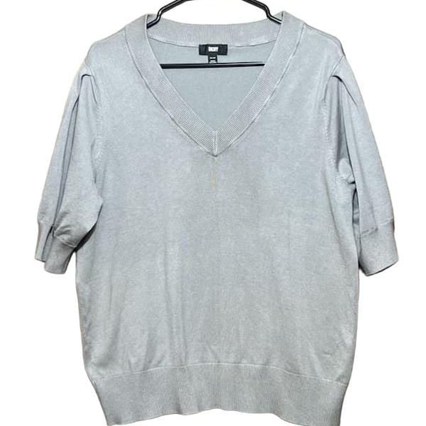 DKNY Short Sleeve V-Neck Sweater Size XXL Sage Green Knit Pullover