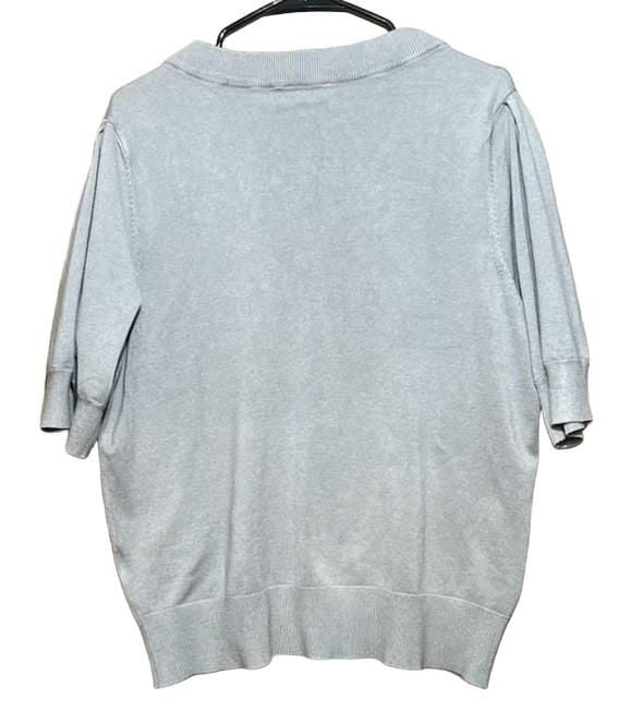 DKNY Short Sleeve V-Neck Sweater Size XXL Sage Green Knit Pullover 3