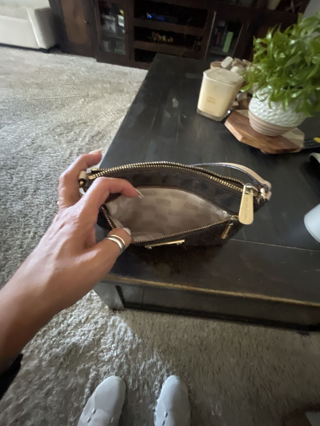 Michael Kors Jet Set Signature Brown Logo Wristlet 4