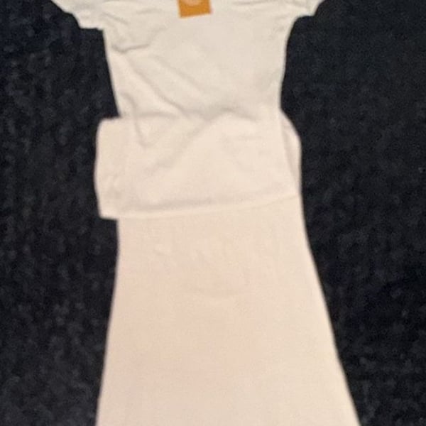 REORIA Ribbed Short Sleeve Midi Dress Size S Beige Scoop Neck