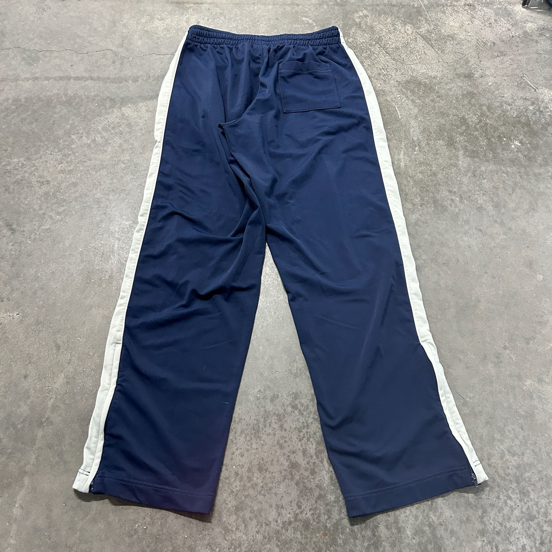 Nike Track Pants Size L Navy Blue White Stripe Open Hem Vintage 3