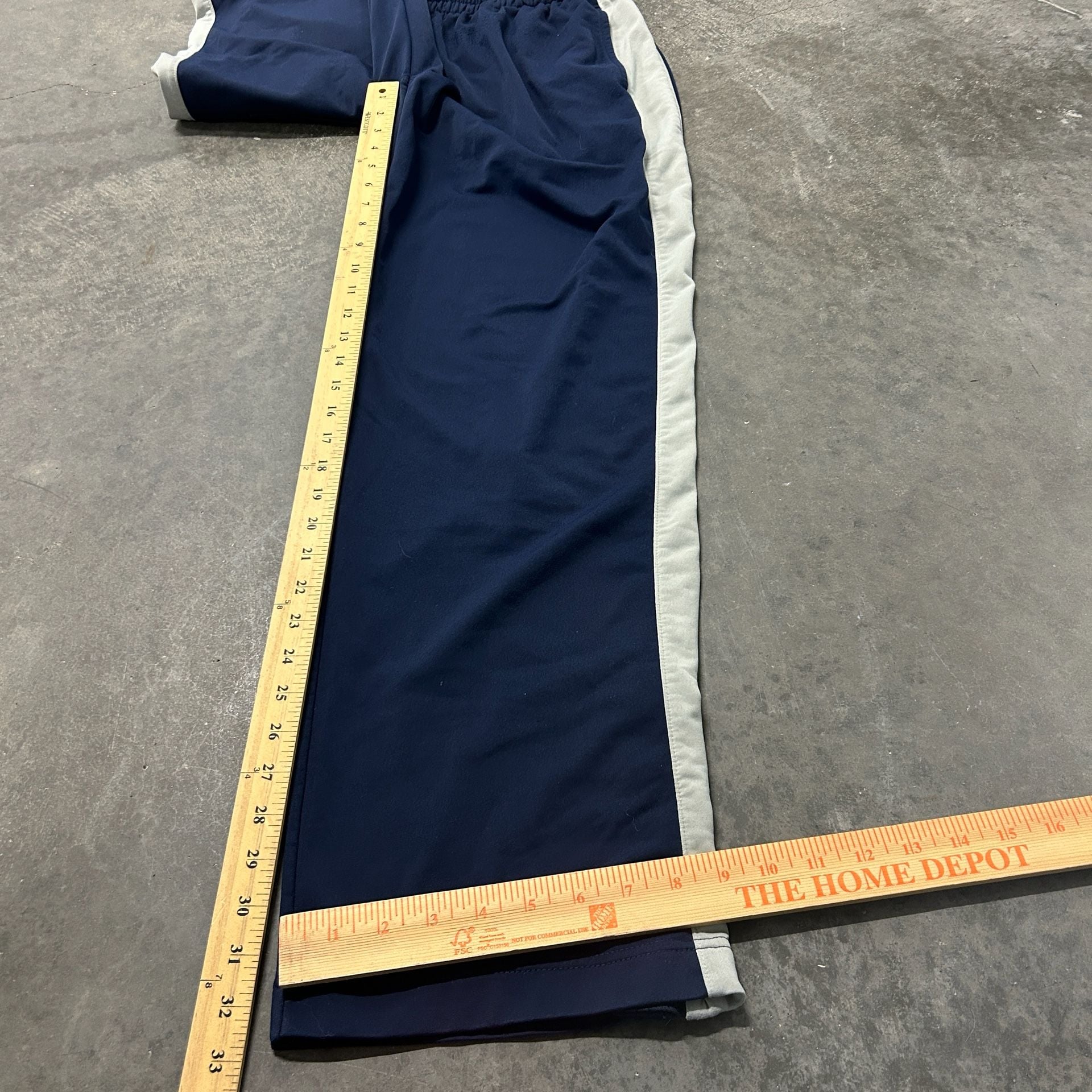 Nike Track Pants Size L Navy Blue White Stripe Open Hem Vintage 6