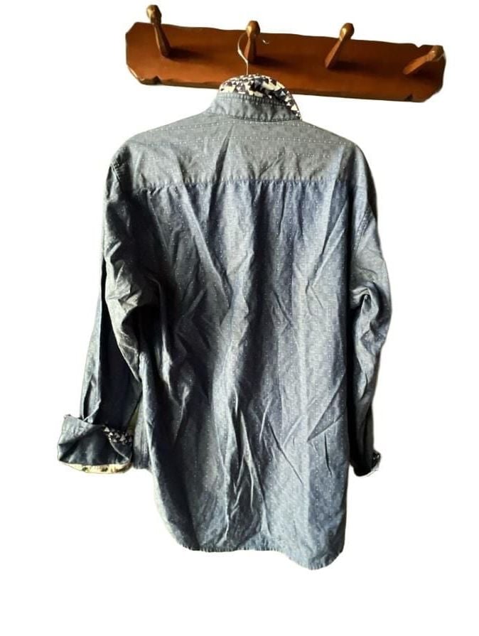 Robert Graham Dress Shirt Size L Blue Long Sleeve 6
