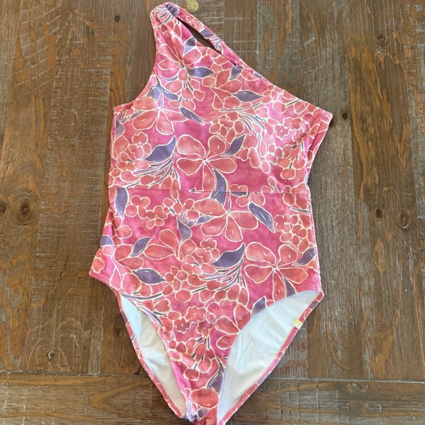 Summersalt One-Shoulder One Piece Swimsuit Size 10 Pink Floral