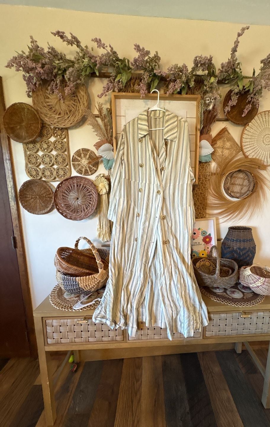 Free People Sweet Melody Stripe Trench Coat Size S 2
