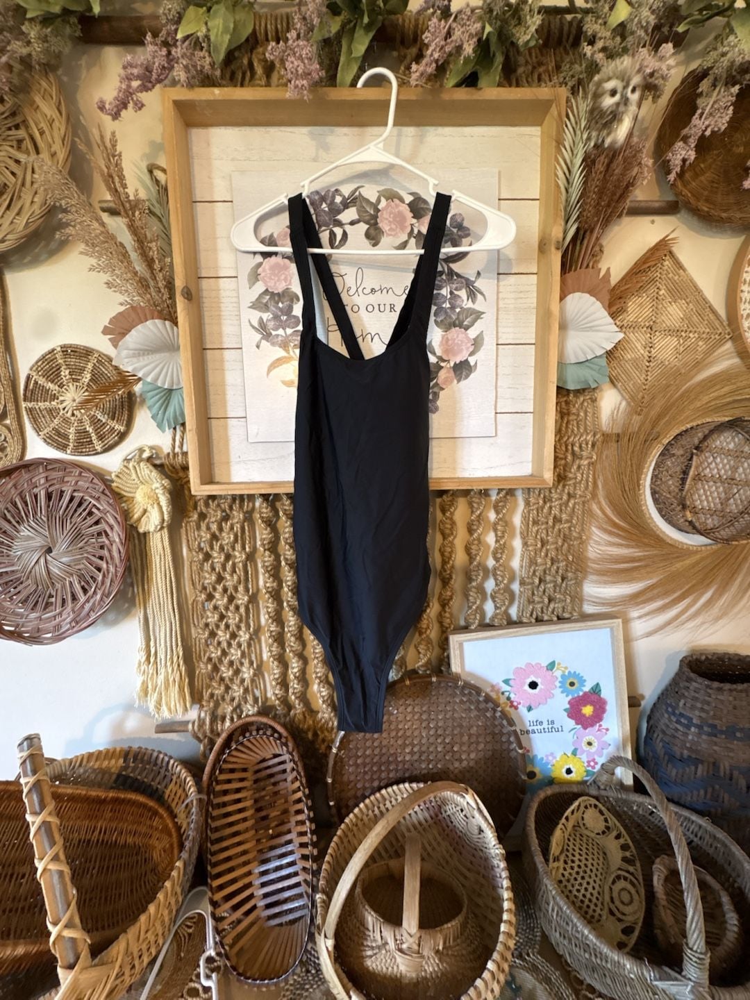 Quince One-Piece Swimsuit Size M Black Criss Cross 2