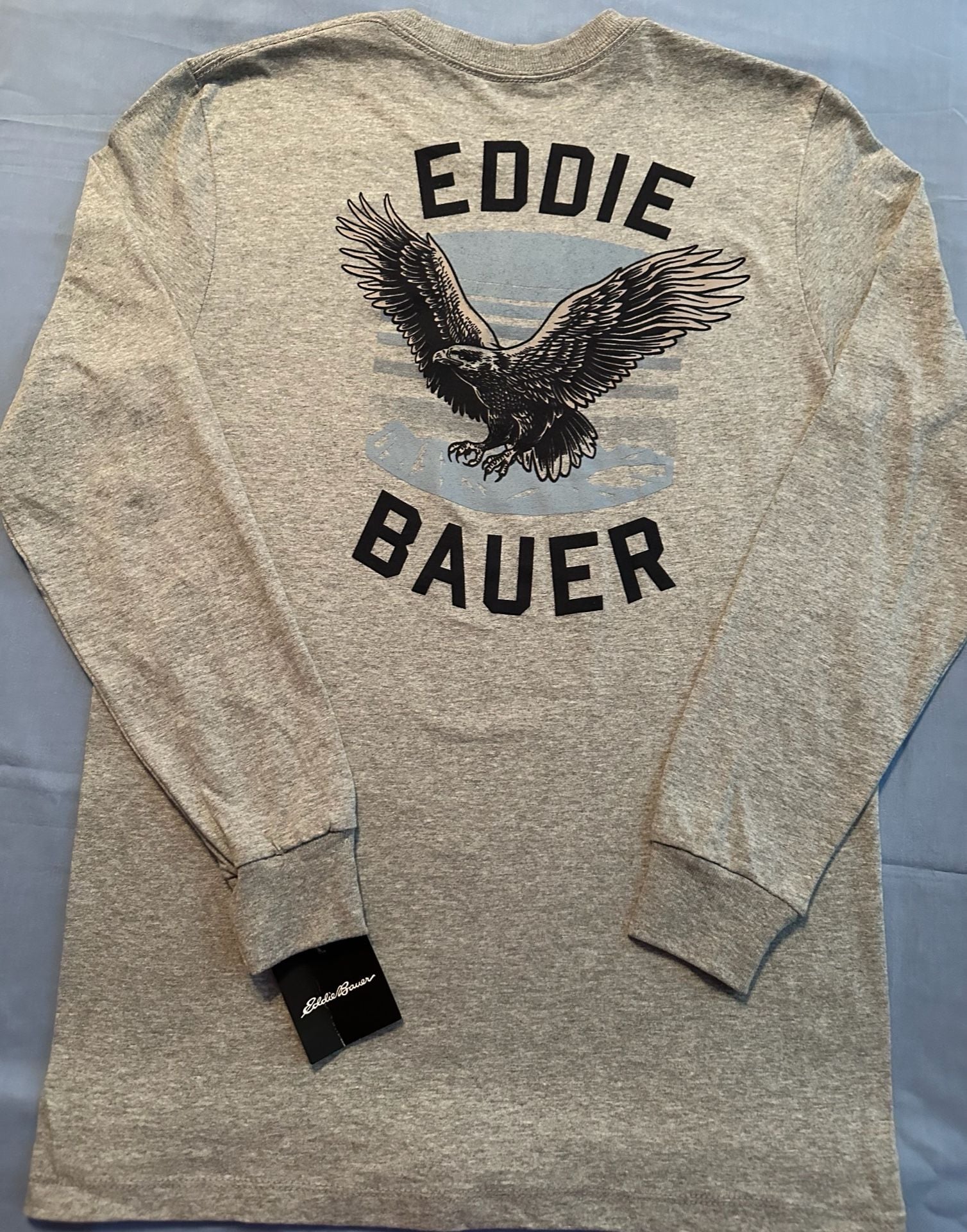 NWT - Eddie Bauer Long Sleeve Eagle Graphic Tee, Size Small, Gray 2