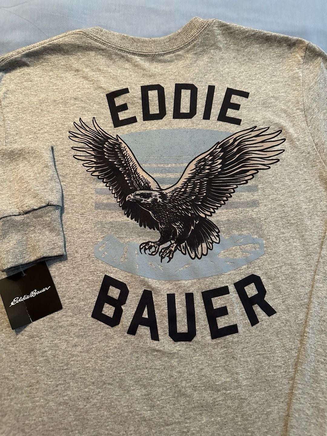 NWT - Eddie Bauer Long Sleeve Eagle Graphic Tee, Size Small, Gray 6