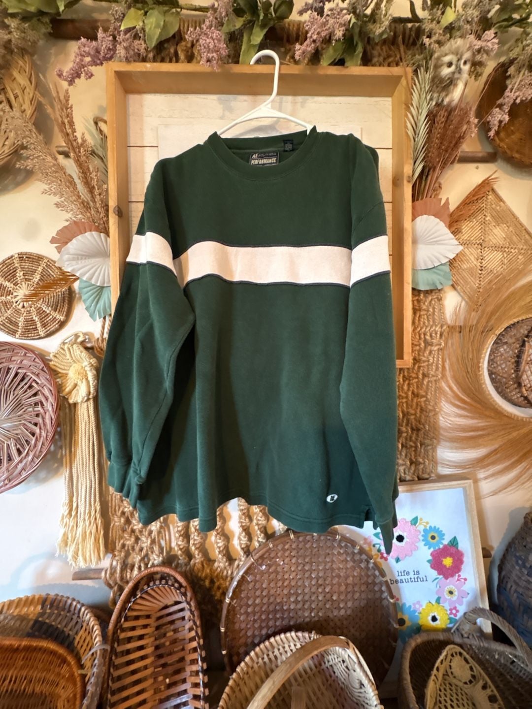American Eagle Outfitters Y2K shirt Size L Green Striped 2