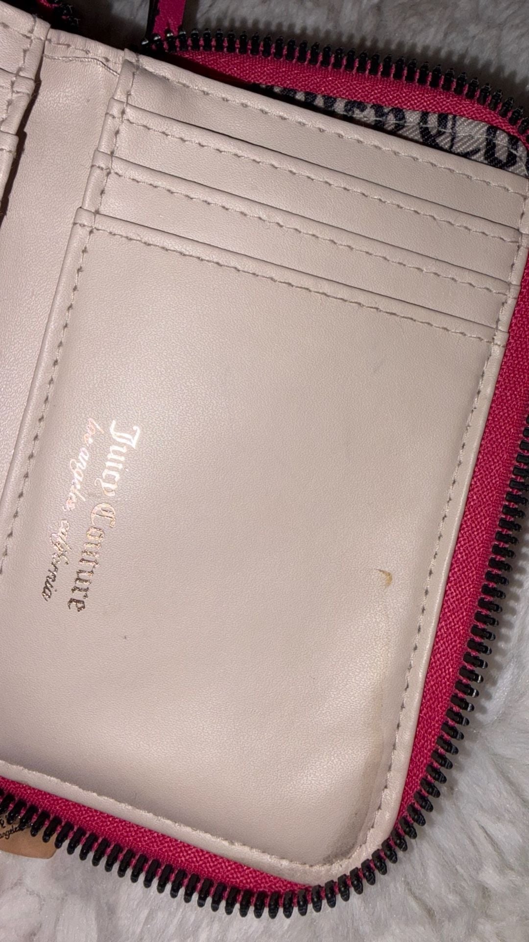Juicy Couture Hot Pink Zip Around Dual Zipper Wallet w/Heart Charm 7