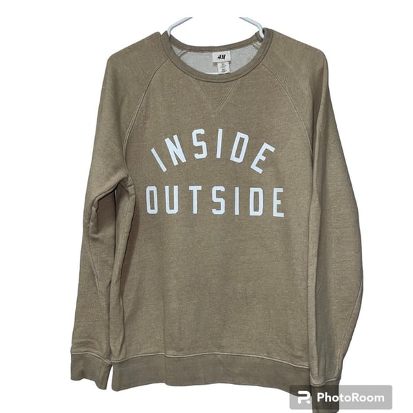 H&M Inside Outside Sweatshirt Size S Tan Crewneck Pullover
