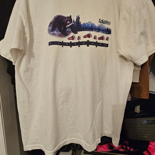Vintage Jerzees Idaho Black Bear Wildlife Graphic T-Shirt XL Made in Mexico