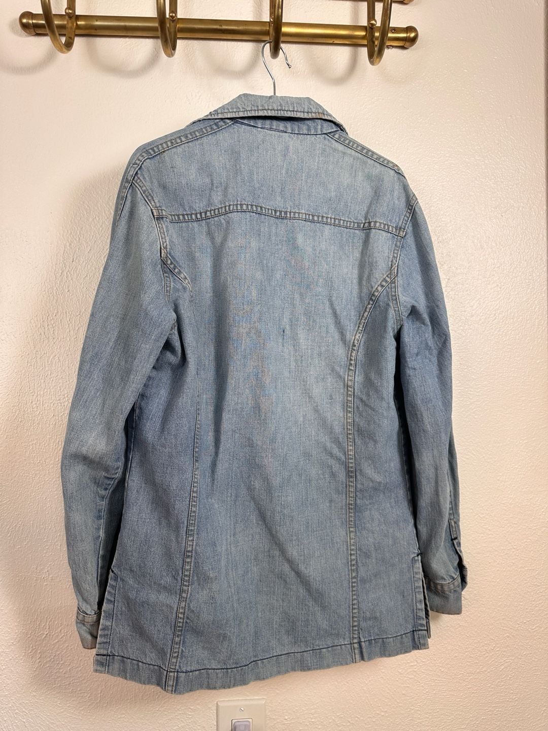 Lee Denim Shirt Jacket Size M-L Vintage 70s Blue Snap Western Chore 7
