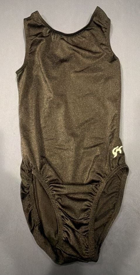 GK Elite Gymnastics Leotard Size AM Black Shimmer Tank 3
