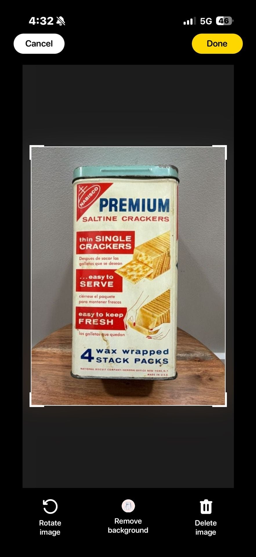 Nabisco Premium Saltine Cracker Tin Canister Vintage Bilingual 3