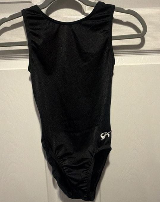 GK Elite Gymnastics Leotard Size AM Black Shimmer Tank 2