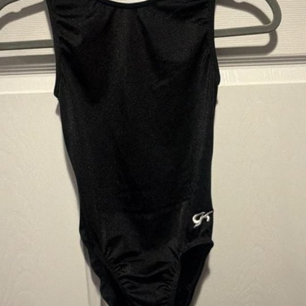 GK Elite Gymnastics Leotard Size AM Black Shimmer Tank