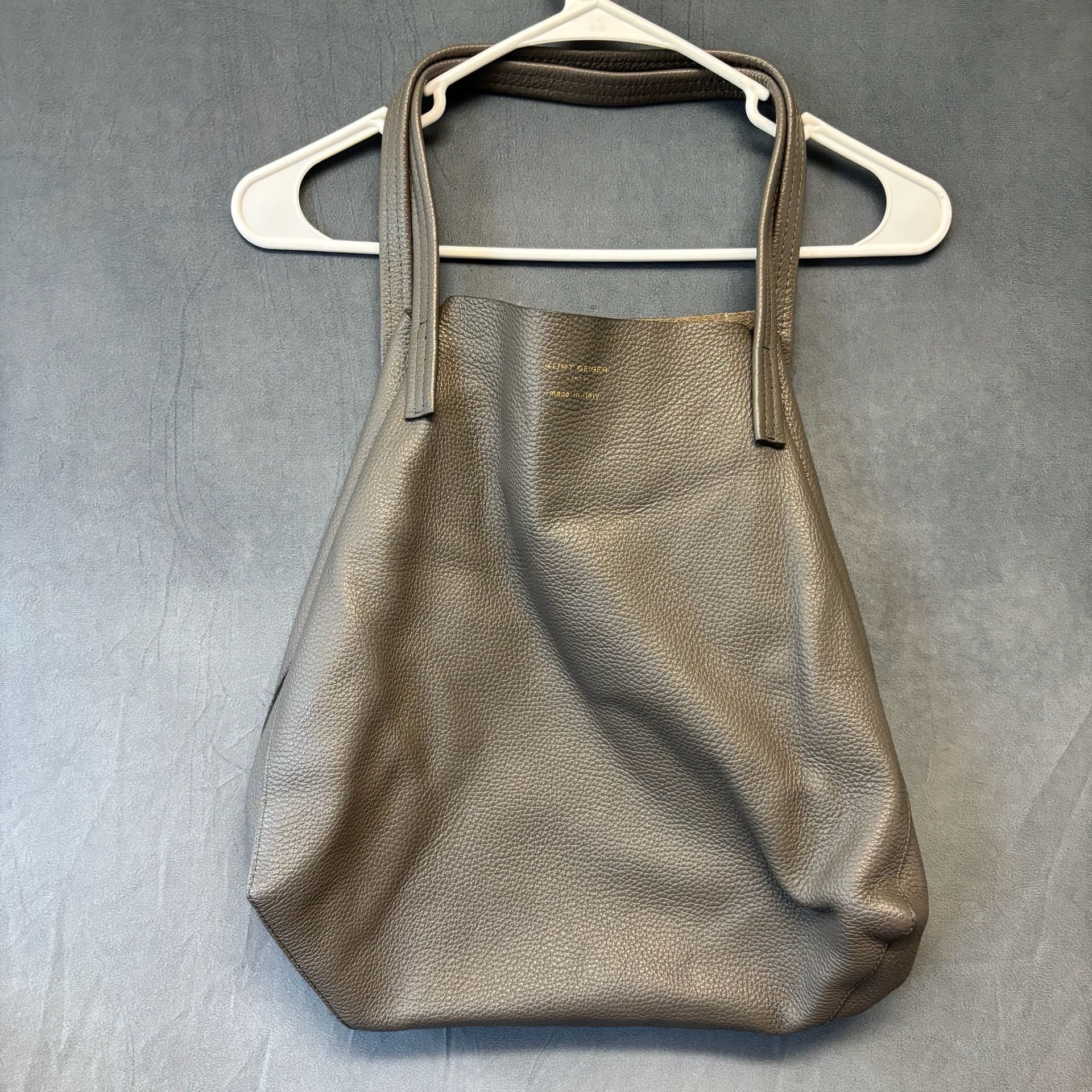 Kurt Geiger London Leather Tote Bag Grey Made In Italy I Am Leather 2