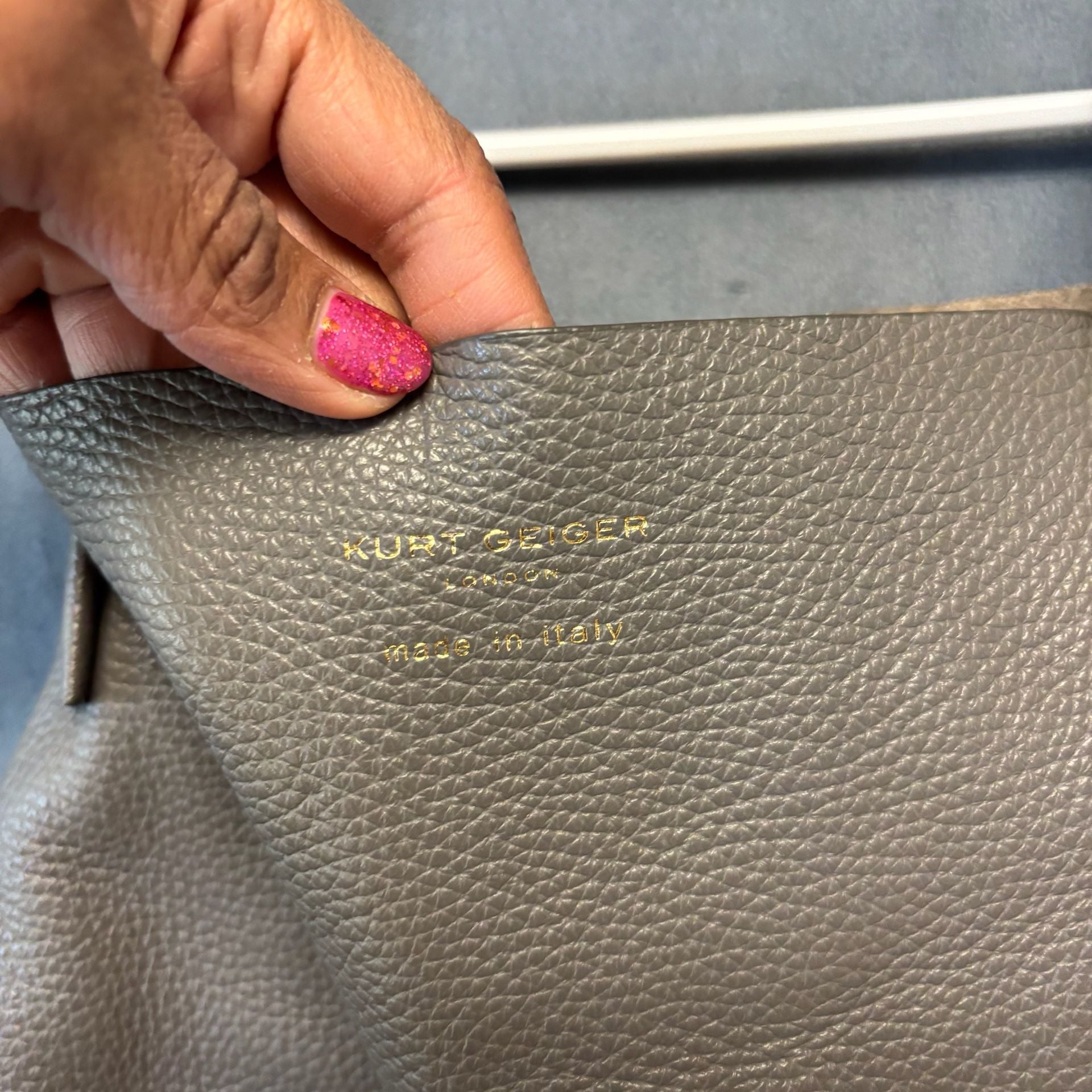 Kurt Geiger London Leather Tote Bag Grey Made In Italy I Am Leather 3