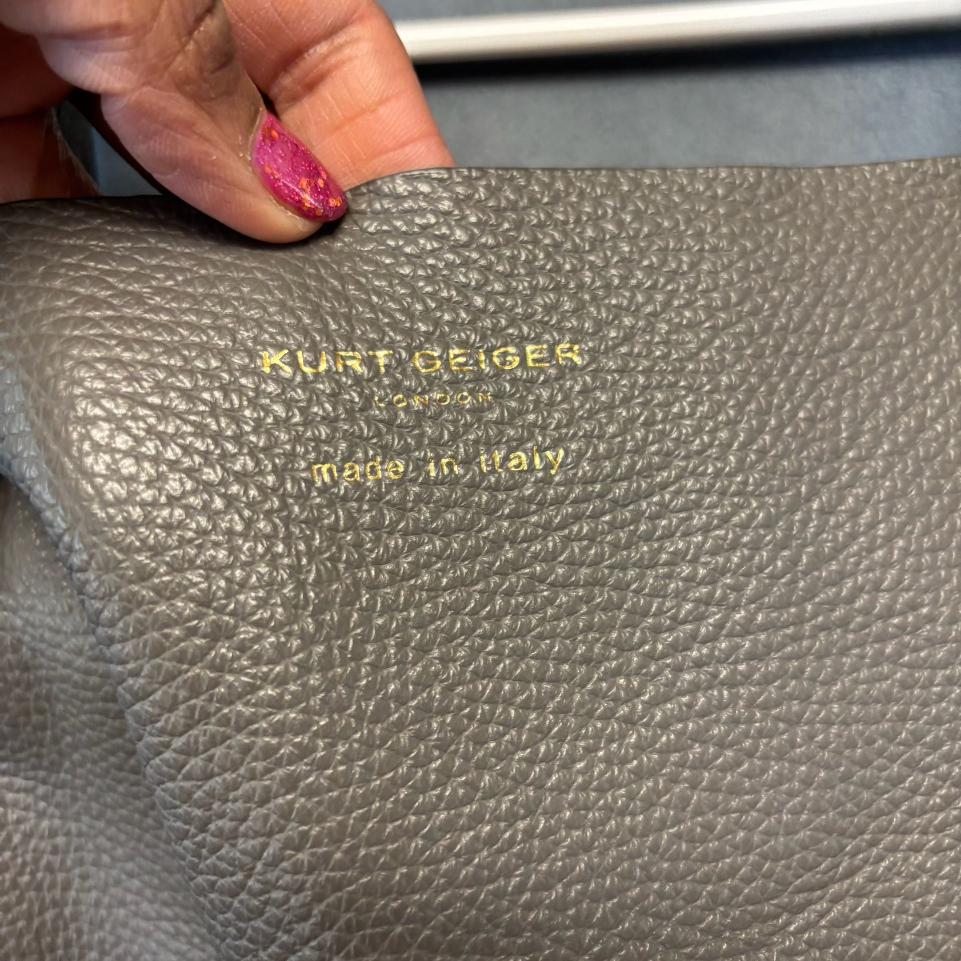 Kurt Geiger London Leather Tote Bag Grey Made In Italy I Am Leather 4