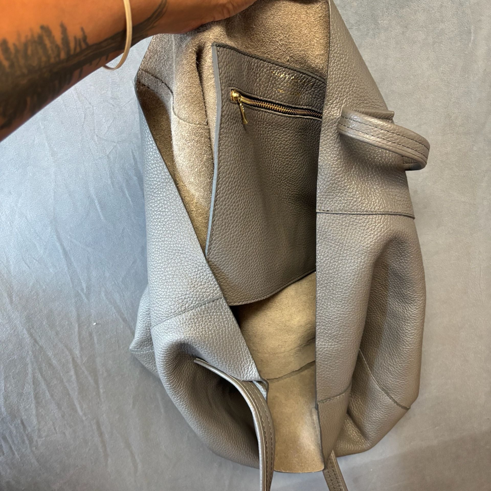 Kurt Geiger London Leather Tote Bag Grey Made In Italy I Am Leather 6