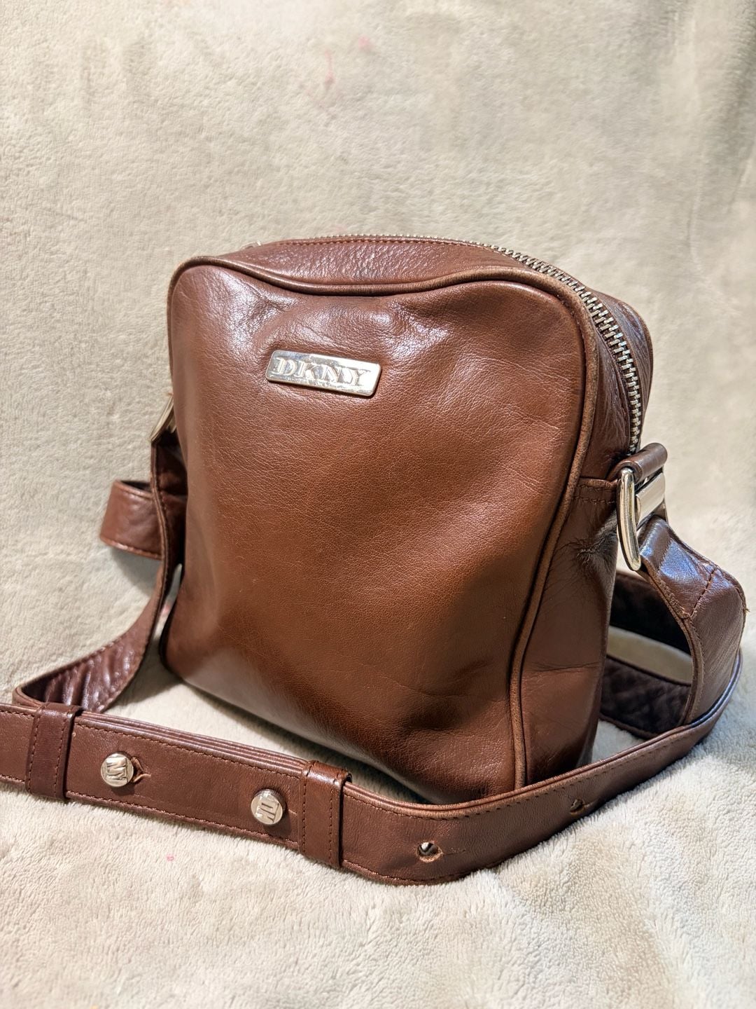 DKNY Brown Leather Crossbody Bag 3